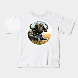 African Buffalo Tactical Kids T-Shirt